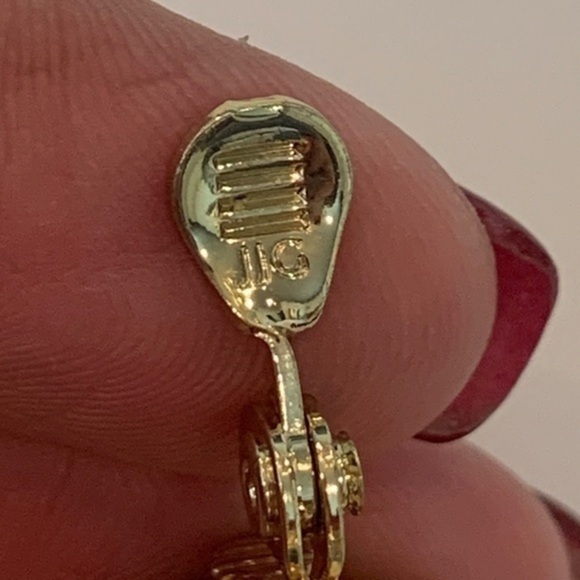 💐JJG signed clip on faceted crystal gold tone - Picture 5 of 7